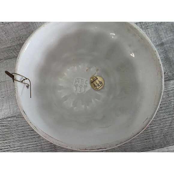 Vintage Bassano Italy Pottery Mixing Bowl Red & White Floral Design - Picture 4 of 7